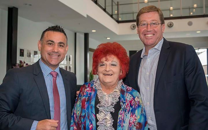 Johm Barilaro, Coralie Wood and Troy Grant at the announcement of the grant from the NSW government